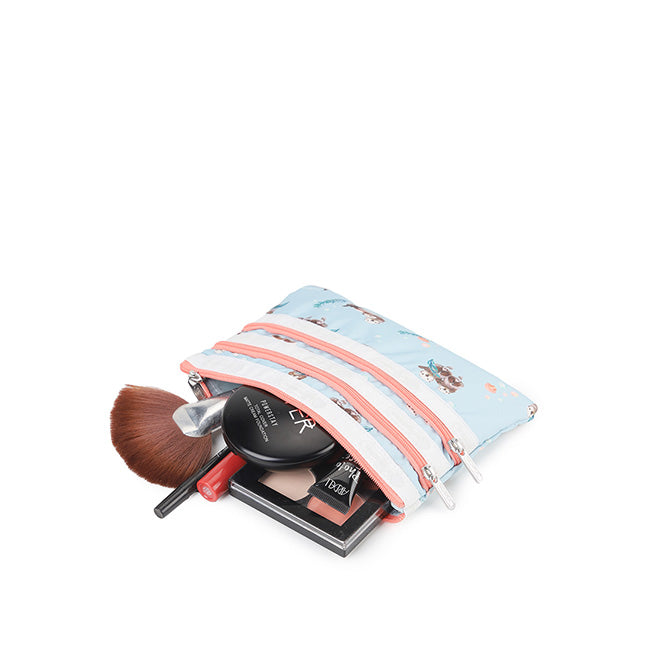 LeSportsac Unisex Pouch 3-Zip Cosmetic In Floating Sea Otters