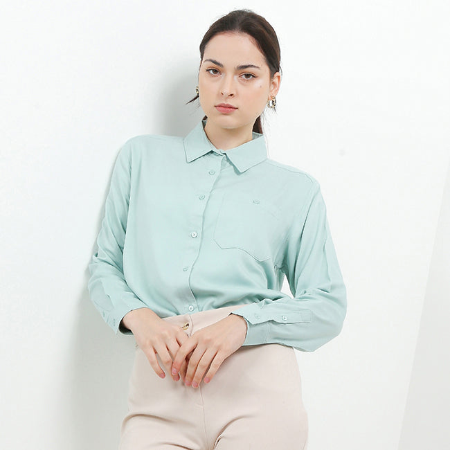 Hush Puppies Pakaian Wanita Shirt Workwear Aiki In Sage