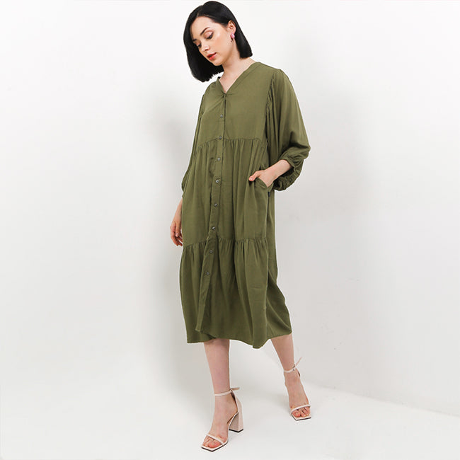 Hush Puppies Pakaian Dress Wanita Nymeria In Olive