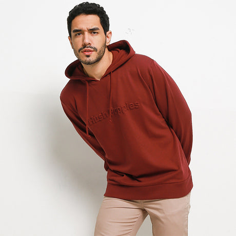 Hush Puppies Pakaian Sweater Pria Munched 3 In Maroon