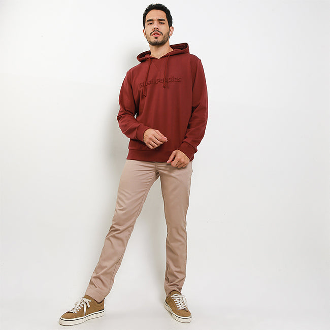 Hush Puppies Pakaian Sweater Pria Munched 3 In Maroon
