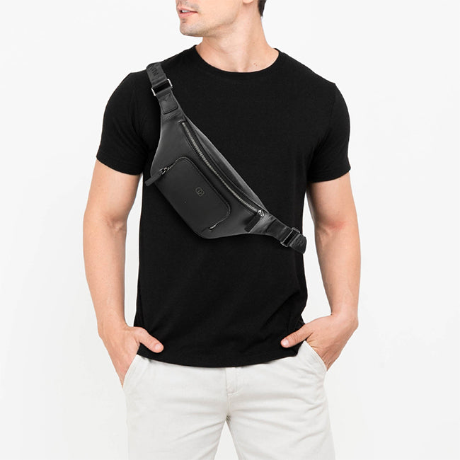 Obermain Men Boston Waist Bag - L In Black