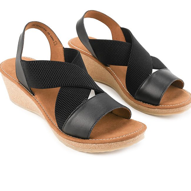 Obermain Sandal Wedges Wanita Jasmin Mabley - Ankle Strap In Black