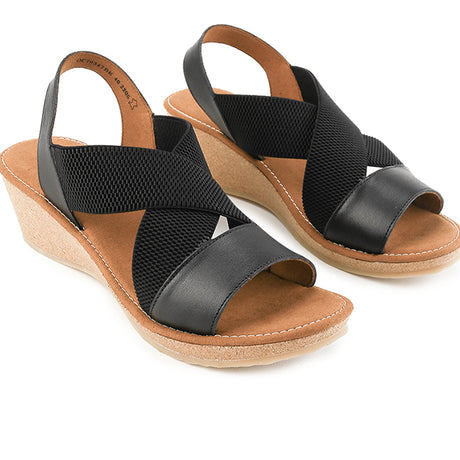 Obermain Sandal Wedges Wanita Jasmin Mabley - Ankle Strap In Black