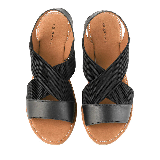 Obermain Sandal Wedges Wanita Jasmin Mabley - Ankle Strap In Black