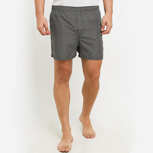 Obermain Pakaian Underwear Pria Woven Boxer In Black -OMY03001BK