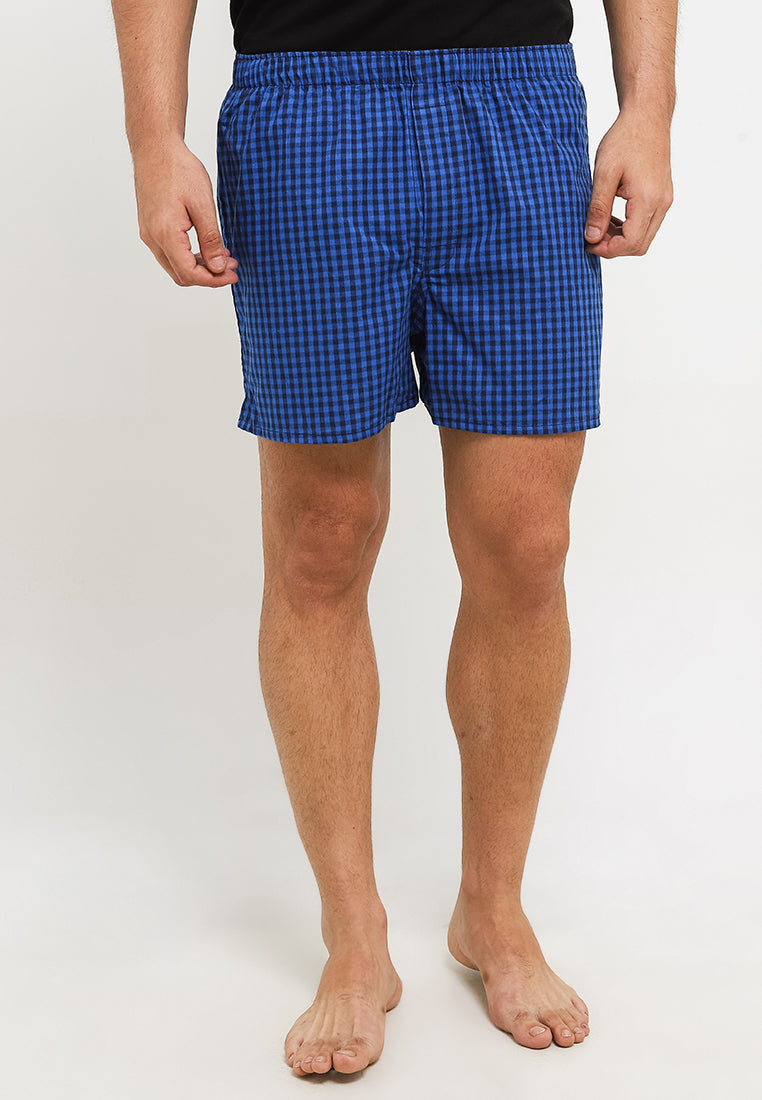 Obermain Pakaian Underwear Pria Woven Boxer In Blue -OMY03002BL