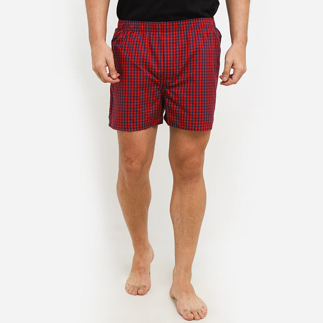 Obermain Pakaian Underwear Pria Woven Boxer In Red -OMY03002RD