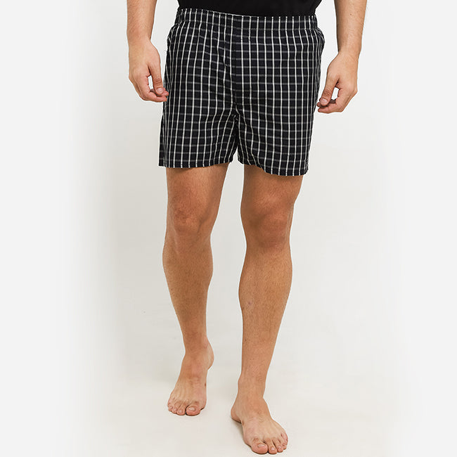 Obermain Pakaian Underwear Pria Woven Boxer In Black -OMY03004BK