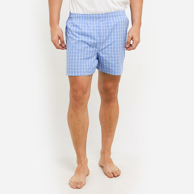 Obermain Pakaian Underwear Pria Woven Boxer In Blue -OMY03004BL