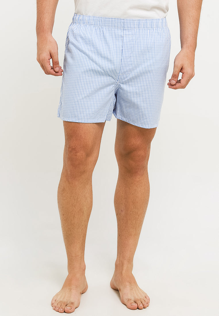 Obermain Pakaian Underwear Pria Woven Boxer In Blue -OMY03005BL