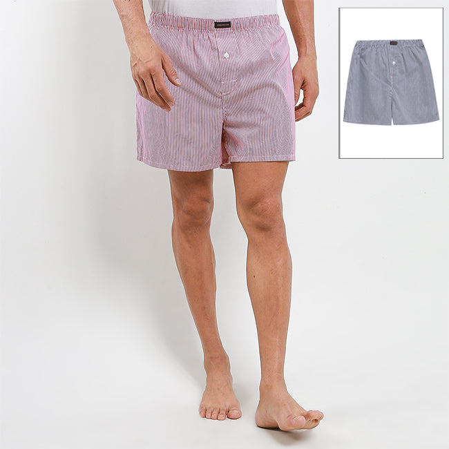 Obermain Pakaian Boxer Pria Woven Boxer In Red/Black