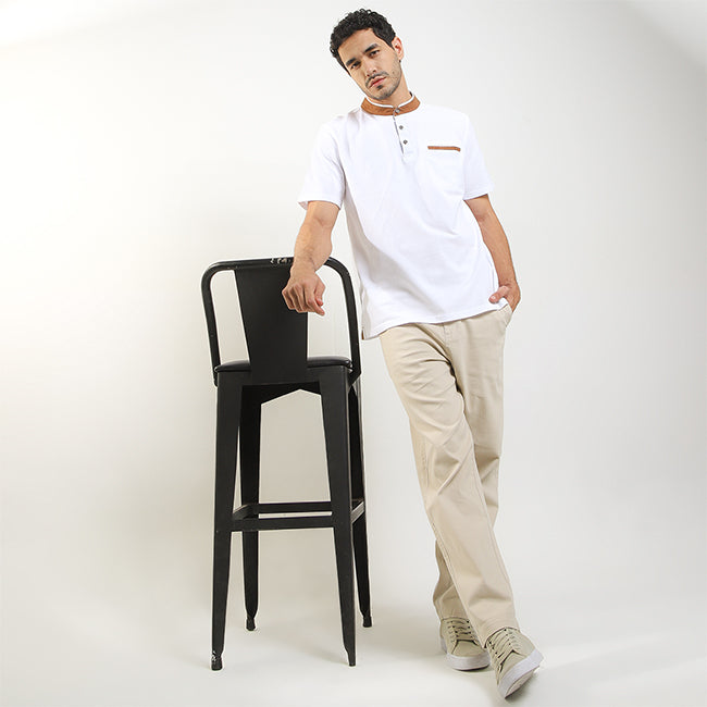 Obermain Pakaian Pria Polo Asher In White