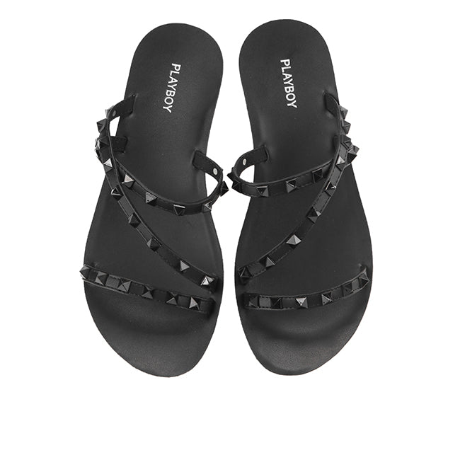 Playboy Sandal Wanita Flats Joanna In Black