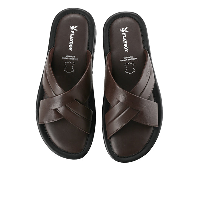 Playboy Sandal Pria Sandioso - Cross In Brown