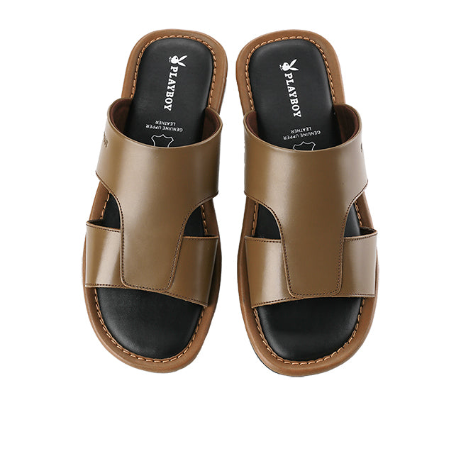 Playboy Sandal Pria Sandena - Double Strap In Camel