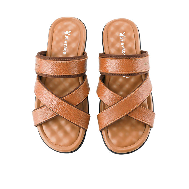 Playboy Sandal Pria Saggra - Cross1 In Tan