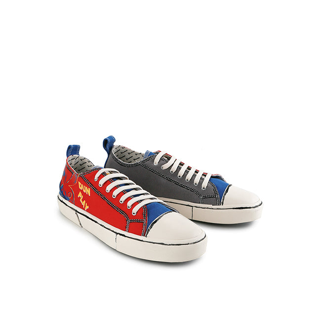 Playboy Sepatu Sneaker Pria Hefnerio (Low Cut) In Red/Beige