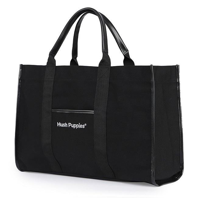 Hush Puppies Tas Tote Unisex Canvas Tote Bag Big In Black