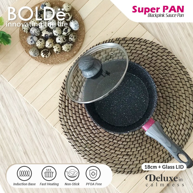 BOLDe Sauce Pan 18 cm Lid Glass Black Pink