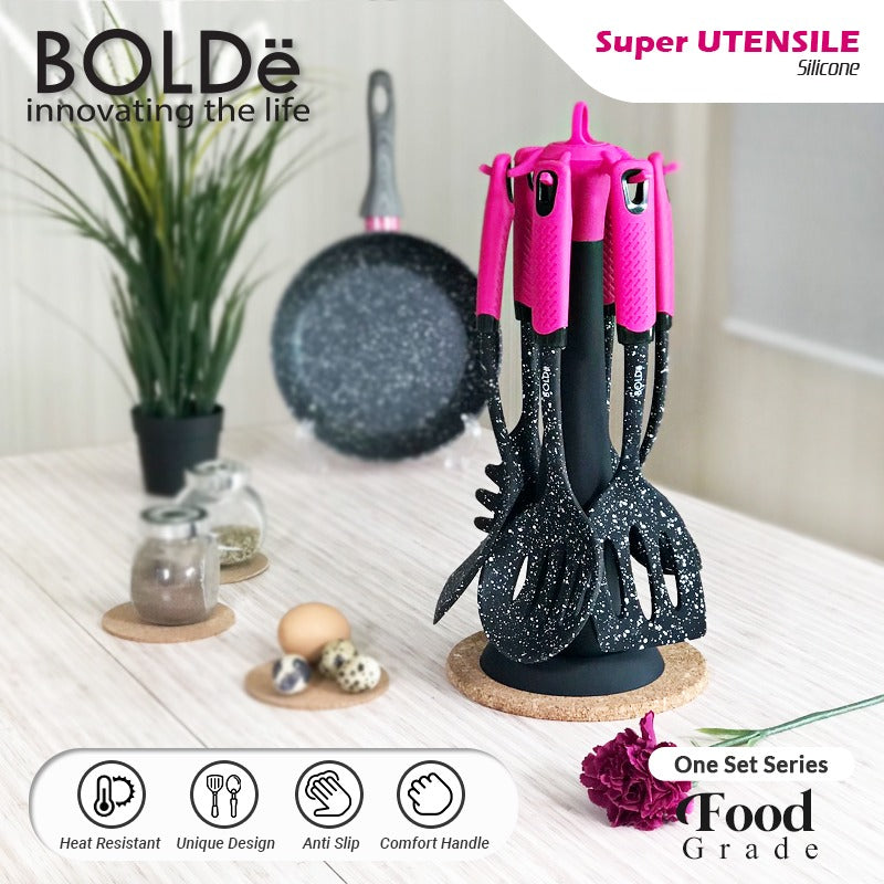 BOLDe Super Utensil Set 7Pcs Silicone Blackpink