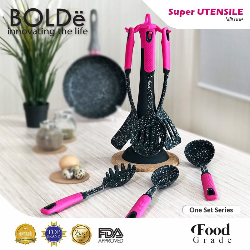 BOLDe Super Utensil Set 7Pcs Silicone Blackpink