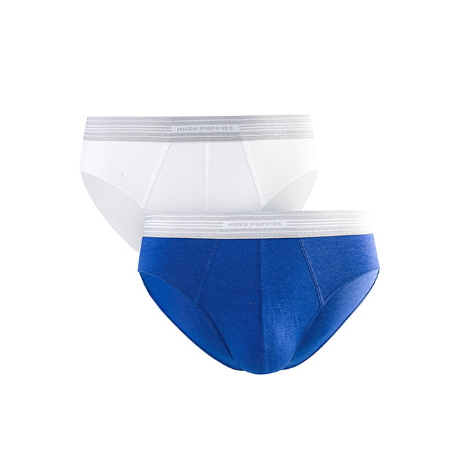 Hush Puppies Pakaian Underwear Pria Knit Brief In White / Blue