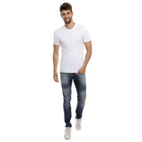 Hush Puppies Pakaian Kaos Pria  Basicv Neck Tee In  White