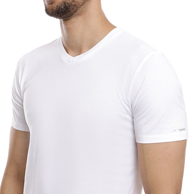 Hush Puppies Pakaian Kaos Pria  Basicv Neck Tee In  White