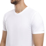 Hush Puppies Pakaian Kaos Pria  Basicv Neck Tee In  White