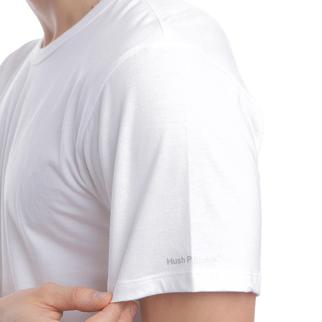 Hush Puppies Pakaian Neck Tee Pria  Classic Crew Neck Tee In  White