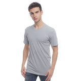 Hush Puppies Pakaian Neck Tee Pria  Classic V Neck Tee In Grey