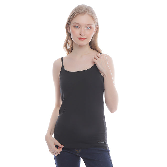 Hush Puppies Pakaian Tank Top Wanita Basic Camisole In Black