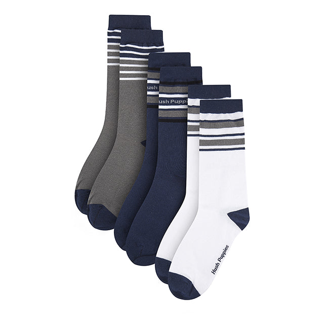 Hush Puppies Aksesoris Pria Capo M Crew Socks In Gy/Nv/Wh